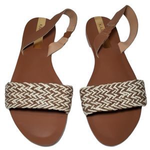 Kaanas Brasilia Braided Slingback Summer Sandals Coffee Tan 6 NWT